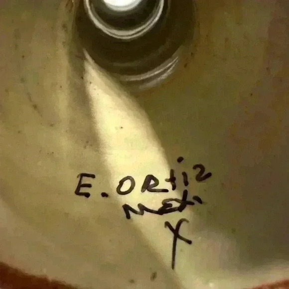 Hand-Painted E. Ortiz Mexican Pottery Candle Holders Mismatched Set Of 4 - Picture 12 of 12